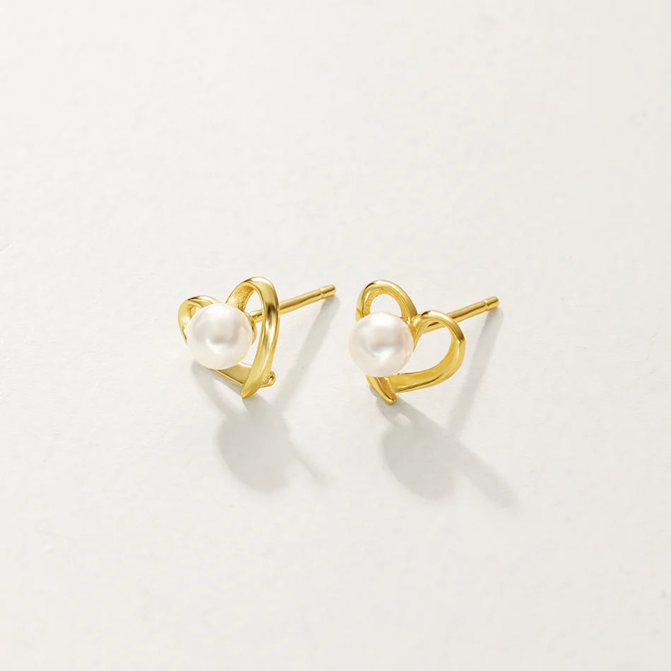 Pearl heart Mini Studs