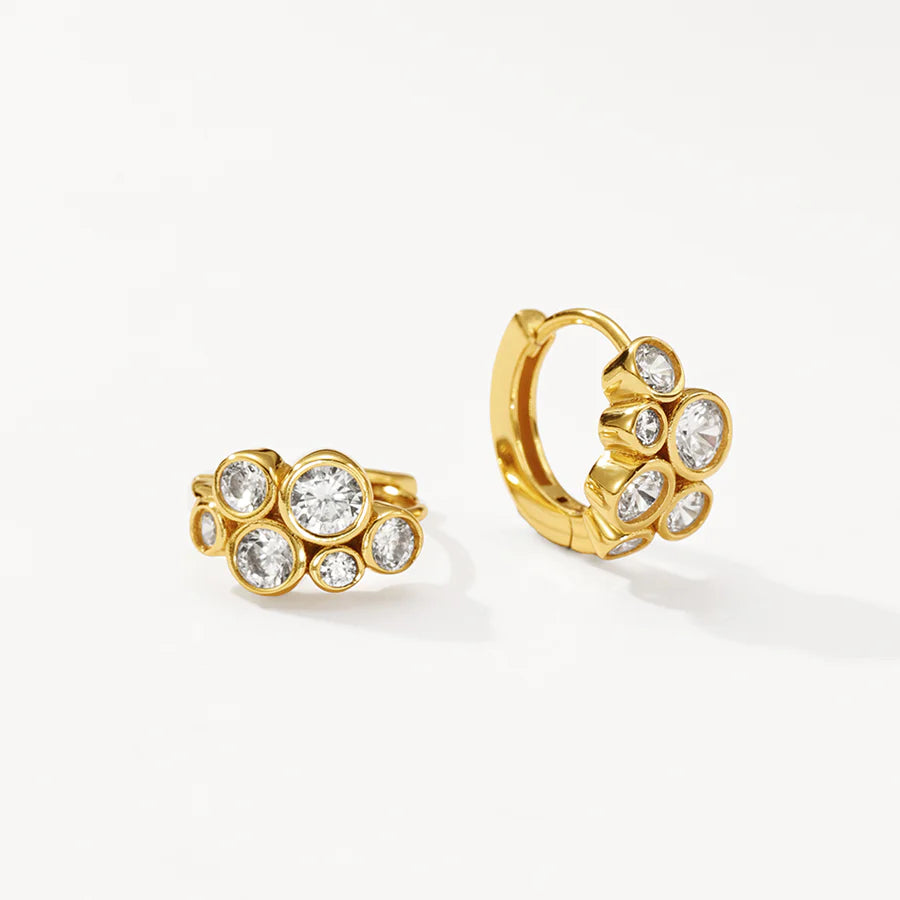 Gold Radiant Gem Hoop Earrings