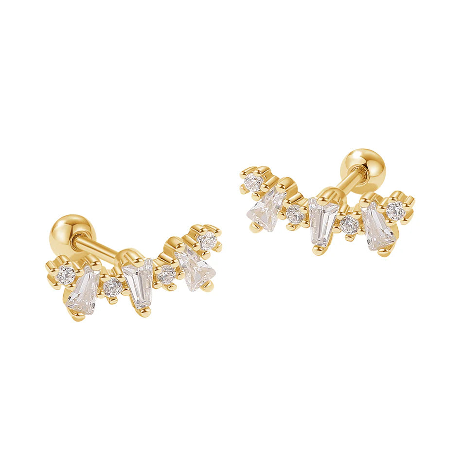 Radiant Curve CZ Stud Earrings
