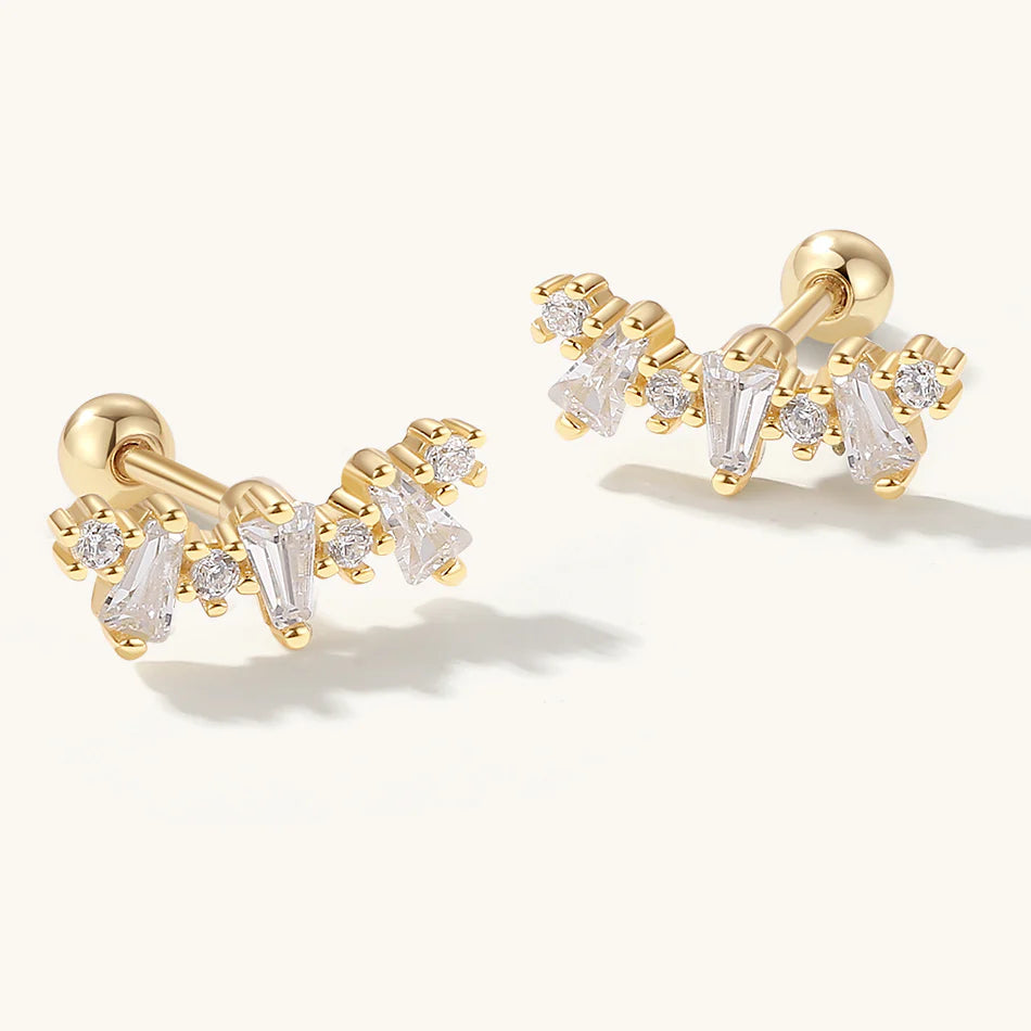 Radiant Curve CZ Stud Earrings