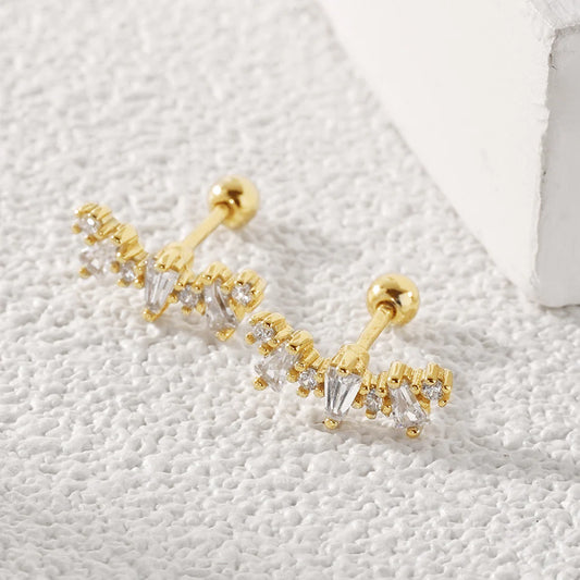 Radiant Curve CZ Stud Earrings