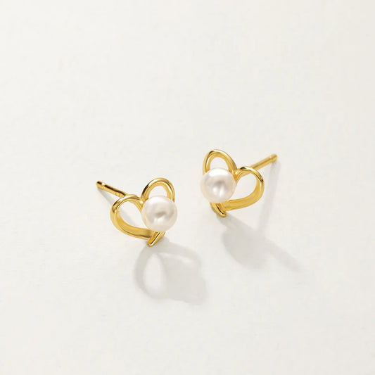 Pearl heart Mini Studs