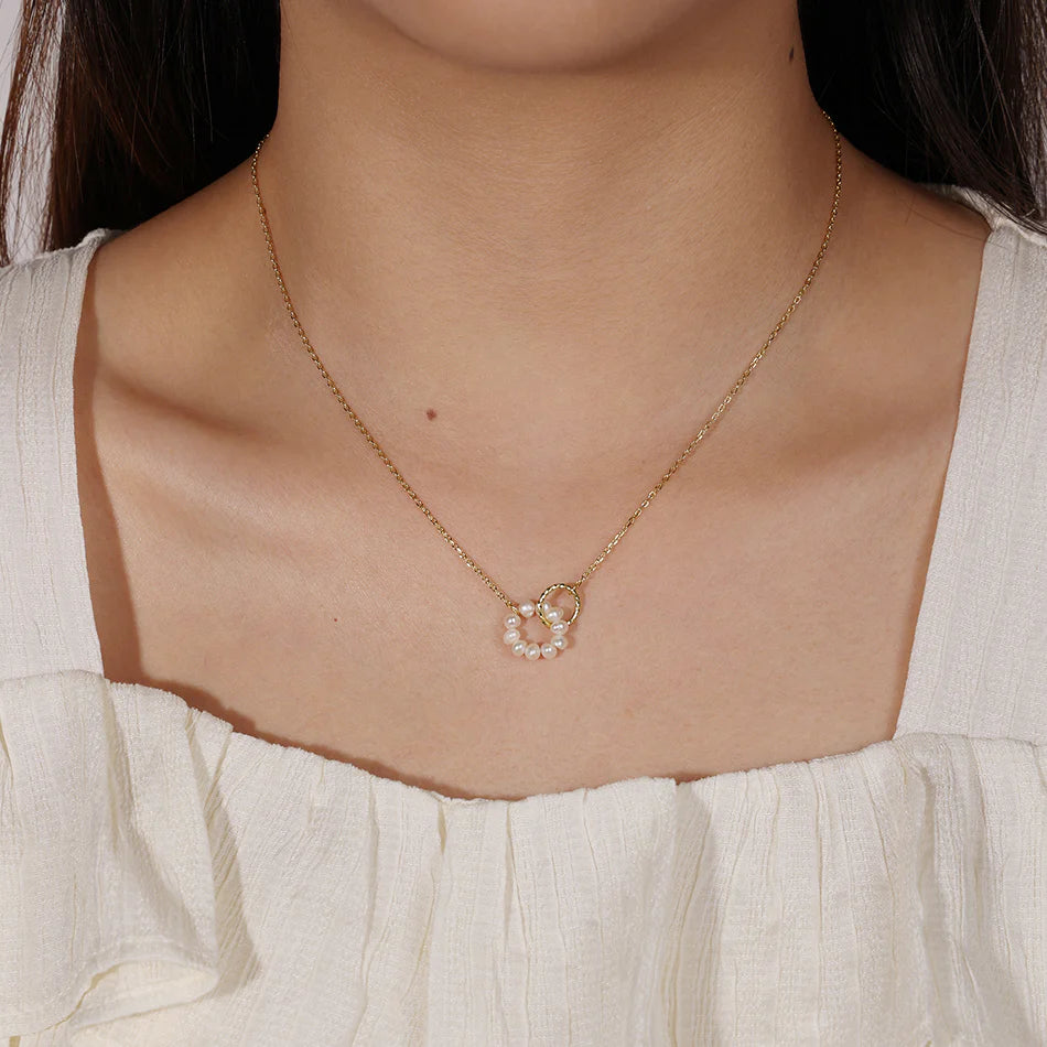 Pearl Unity Circle  Necklace
