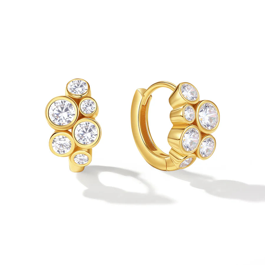 Gold Radiant Gem Hoop Earrings